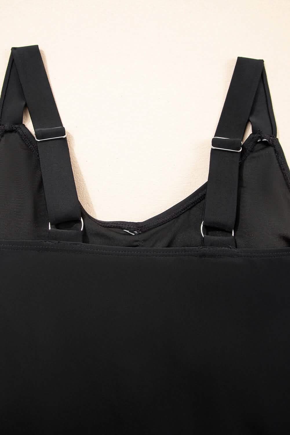 Black Adjustable Straps Cutout Ruched Knot Slit One Piece Swim Dress